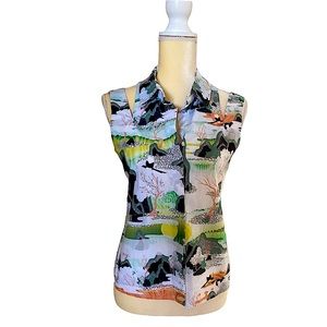 NWT Designer Opening Ceremony Women Sleeveless Button-Down Shirt Top M